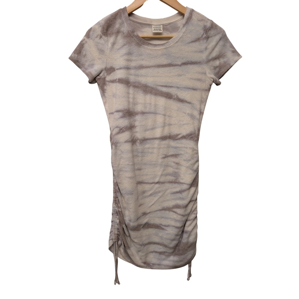 PINK Victoria's Secret Terry Cloth Tie Dye Ruched Side Mini Dress XS White‎ Gray